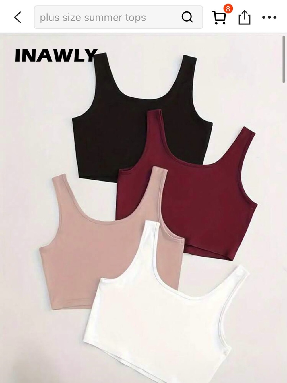 Women's Scoop Neck Crop Tank Top - Black, Burgundy, Blush, White